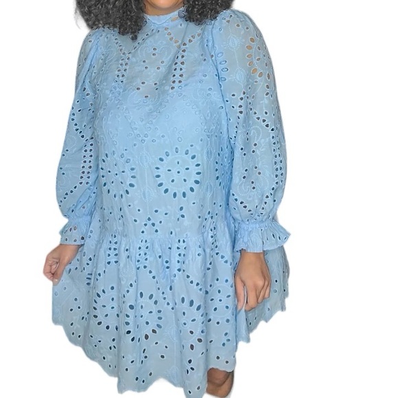 ELOQUII Light Blue Eyelet Easy Dress Size 14 - Picture 13 of 13